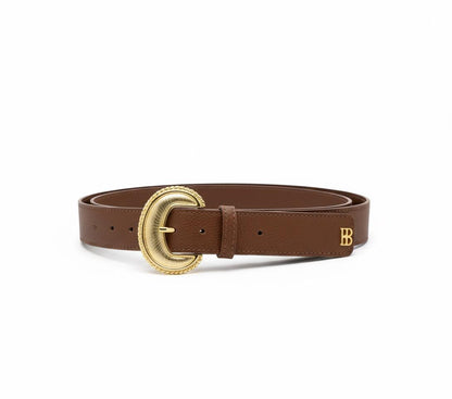 LIGHT BROWN BELT WITH GOLDEN BUCKLE