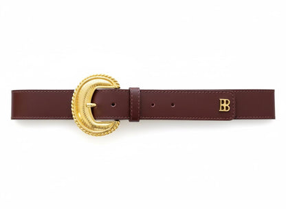 DARK BROWN BELT WITH GOLDEN BUCKLE