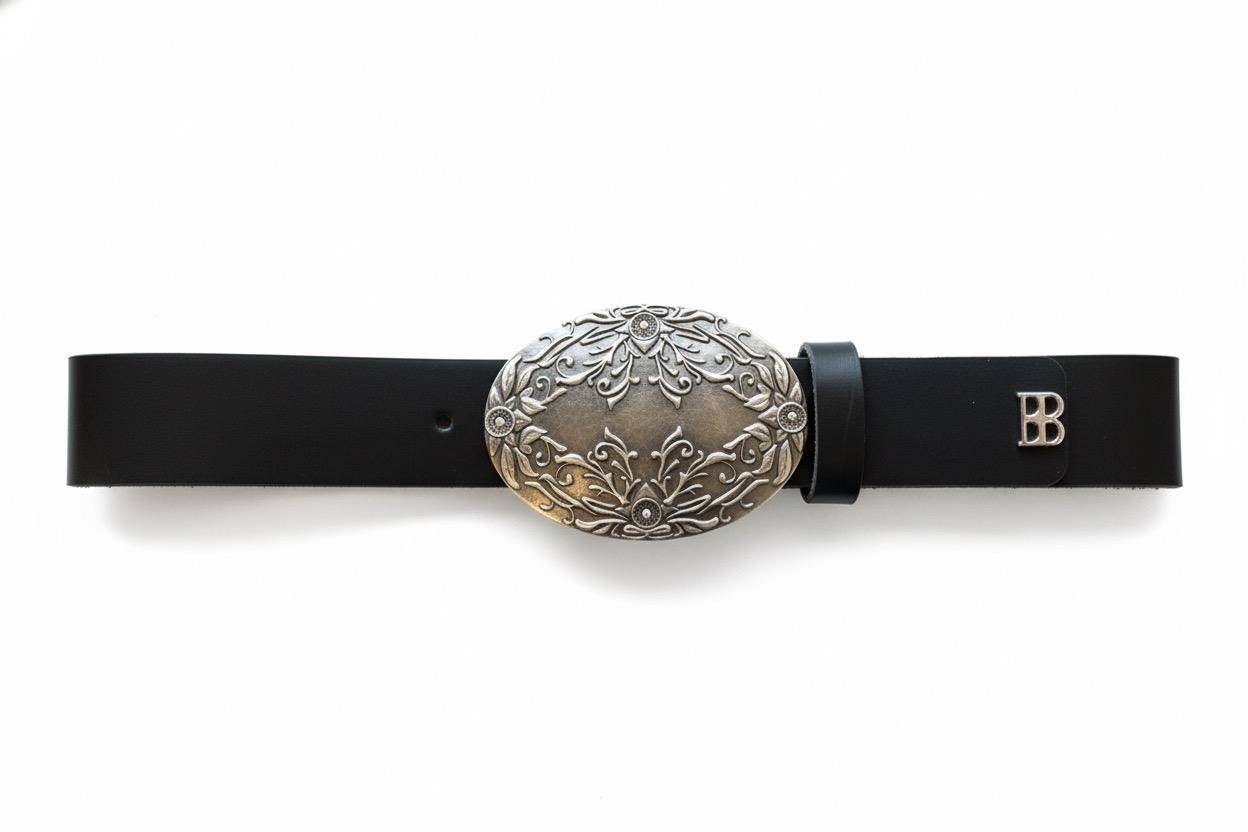 FAJA NEGRA HEBILLA FLORES