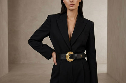 BLACK BELT WITH GOLDEN BUCKLE